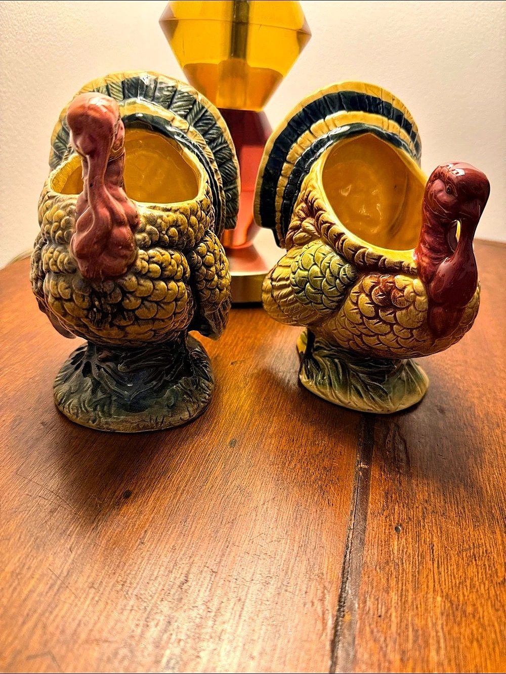 Napco Turkey Planter Pair Yellow & Brown Decor